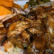 Photo of Bowlegged BBQ - San Diego, CA, United States. Rib tips Mac and Cheese yams and greens