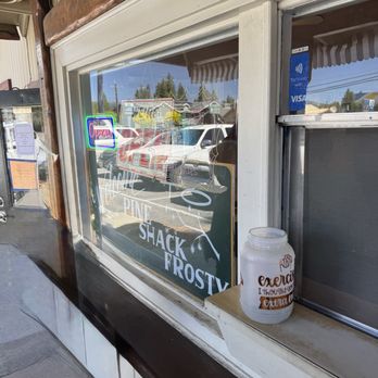 Pine Shack Frosty - Open sign and sizes for milkshakes - Fast Food Near Me - Chester, California Pine Shack Frosty - Open sign and sizes for milkshakes - Fast Food Near Me - Chester, California