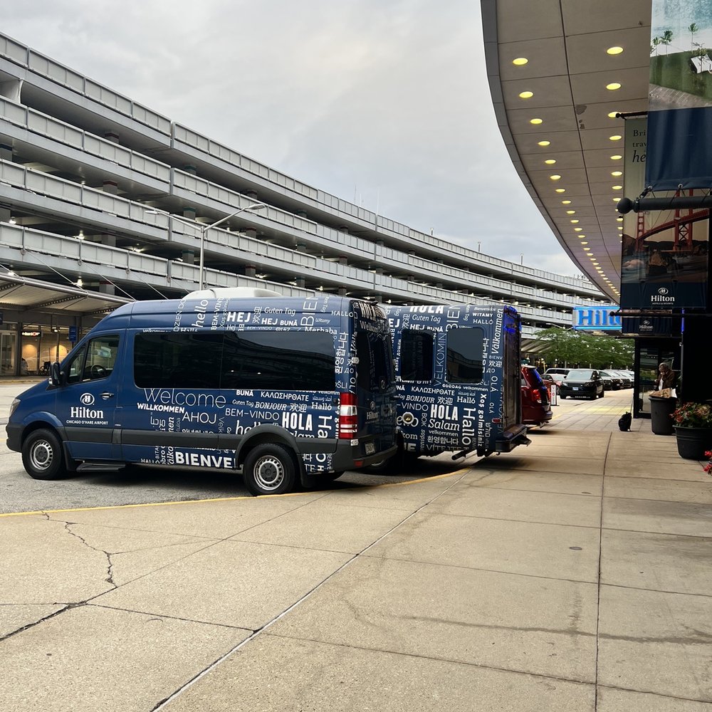 Hilton Chicago O'Hare Airport - These are the two shuttle buses which I never saw used Saturday or Sunday. Absolute Joke. You can't schedule a shuttle!!! - Hotels Near Me - Chicago, Illinois