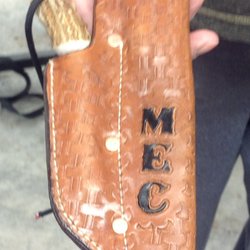 Schaaf Saddlery & Leather Work - Custom made knife sheath with holder for sharpener.