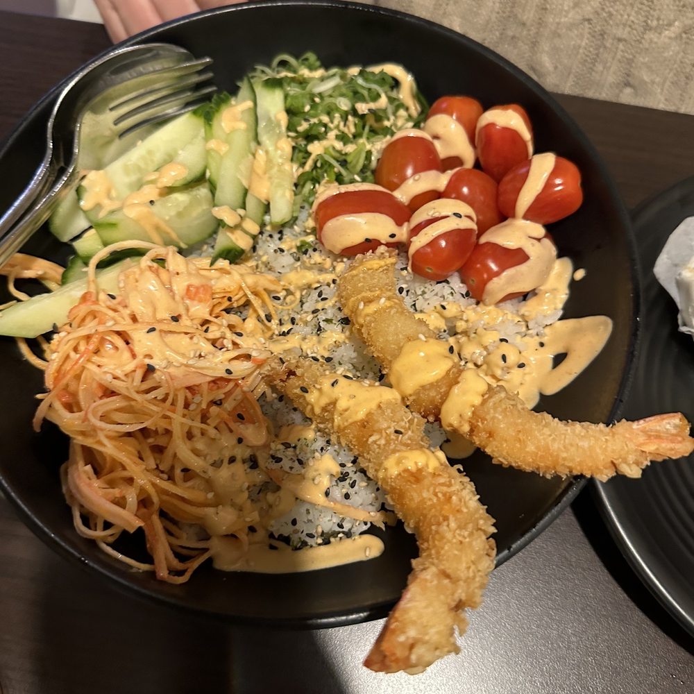 Zen Ramen & Poke - Poke bowl with sushi rice, tempura shrimp, crab, cucumber, sprouts, tomatoes and spicy mayo - Poke Near Me - Pittsburgh, Pennsylvania Zen Ramen & Poke - Poke bowl with sushi rice, tempura shrimp, crab, cucumber, sprouts, tomatoes and spicy mayo - Poke Near Me - Pittsburgh, Pennsylvania
