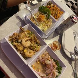 Arroz Chaufa and Ceviche. Arroz Chaufa and Ceviche.