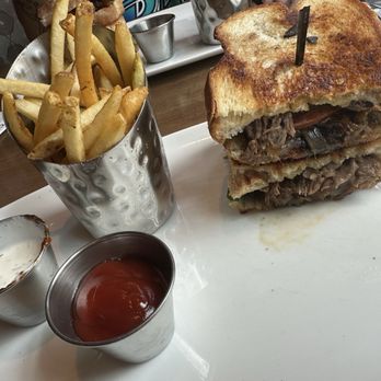 Oar & Iron - Short Rib Sandwich + Fries (Special Sizzle Dining Menu) - Seafood Near Me - Fort Myers, Florida Oar & Iron - Short Rib Sandwich + Fries (Special Sizzle Dining Menu) - Seafood Near Me - Fort Myers, Florida