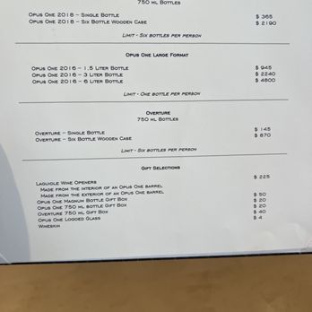 Opus One Winery - Pricing for wine available at the time of review - Wineries Near Me - Oakville, California