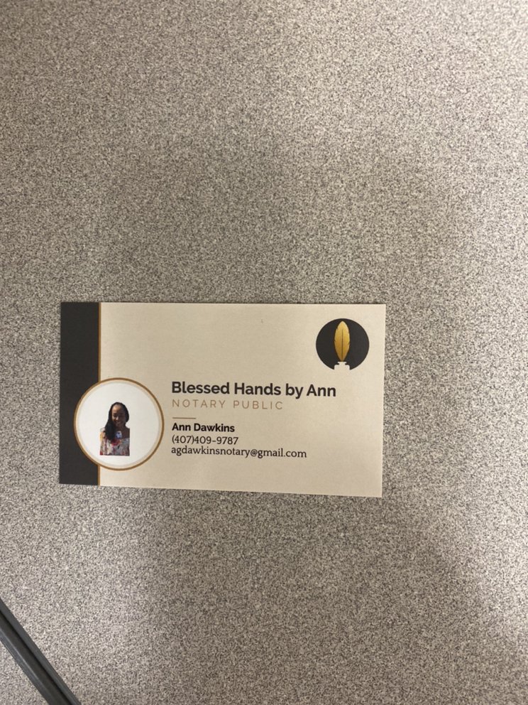 BLESSED HANDS BY ANN NOTARY SERVICES 540 Hungerford Blvd, Orlando