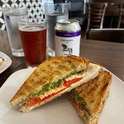 Toast - Pesto Panini added chicken; hearty, healthy & delicious!