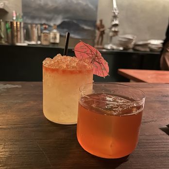 Smithereens - Green swizzle (back), a good Negroni (front) - Desserts Near Me - New York, New York