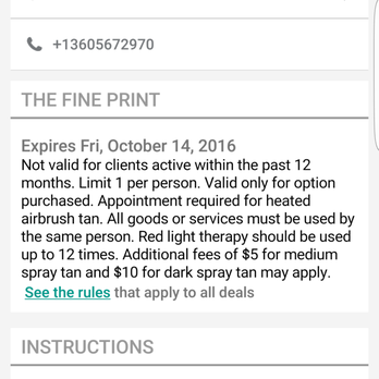 Lux Wellness - The fine print on groupon where they suggest 12 visits to be used, however you can only get 12 visits to be used in a month. - Tanning Beds Near Me - Vancouver, Washington