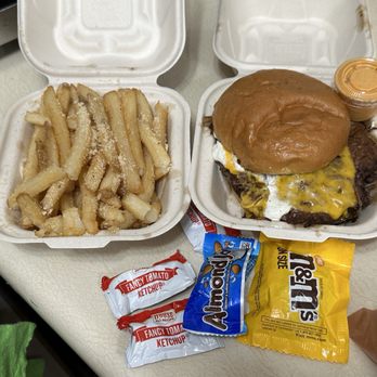 JOJA - my oklahoma smash burger and truffle fries plus halloween candy! - Burgers Near Me - Honolulu, Hawaii