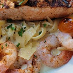 The Hideout Grill - Salmon and shrimp pasta
