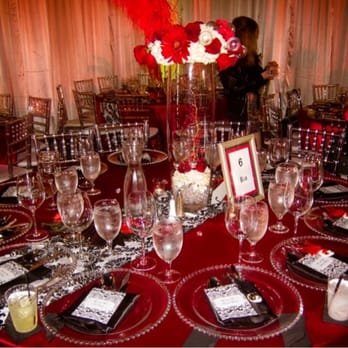 Bloom Catering - Our son's 1st birthday party decor: crystal Chiavari chairs, glass chargers, linens, showgirls, exotic cars, etc. - Caterers Near Me - Santa Clara, California