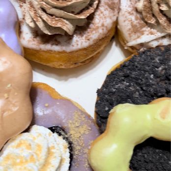 Painted Dough - Matcha mochi doughnut, tiramisu, Oreo, blueberry. - Donuts Near Me - Chino, California Painted Dough - Matcha mochi doughnut, tiramisu, Oreo, blueberry. - Donuts Near Me - Chino, California