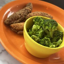 Village Inn - Chicken Tenders & broccoli. Kids meal
