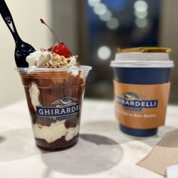 Ghirardelli Ice Cream & Chocolate Shop - Hot Fudge Sundae and Hot Chocolate