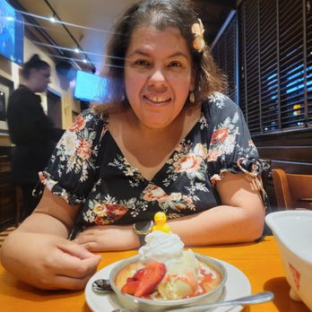 BJ's Restaurant & Brewhouse - My wife with the strawberry shortcake pizookie - American Near Me - Arcadia, California BJ's Restaurant & Brewhouse - My wife with the strawberry shortcake pizookie - American Near Me - Arcadia, California