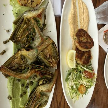 Scoma's of Sausalito - Roasted Castroville Artichoke and Dungeness Crab & Oregon Bay Shrimp Cakes - Seafood Near Me - Sausalito, California Scoma's of Sausalito - Roasted Castroville Artichoke and Dungeness Crab & Oregon Bay Shrimp Cakes - Seafood Near Me - Sausalito, California
