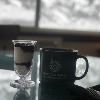 Mount Shasta Ranch - 1st course of the Breakfast on a snowy morning. - Bed & Breakfast Near Me - Mount Shasta, California Mount Shasta Ranch - 1st course of the Breakfast on a snowy morning. - Bed & Breakfast Near Me - Mount Shasta, California