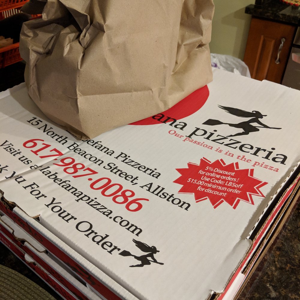 La Befana Pizzeria as delivered by Grubhub 5/2018