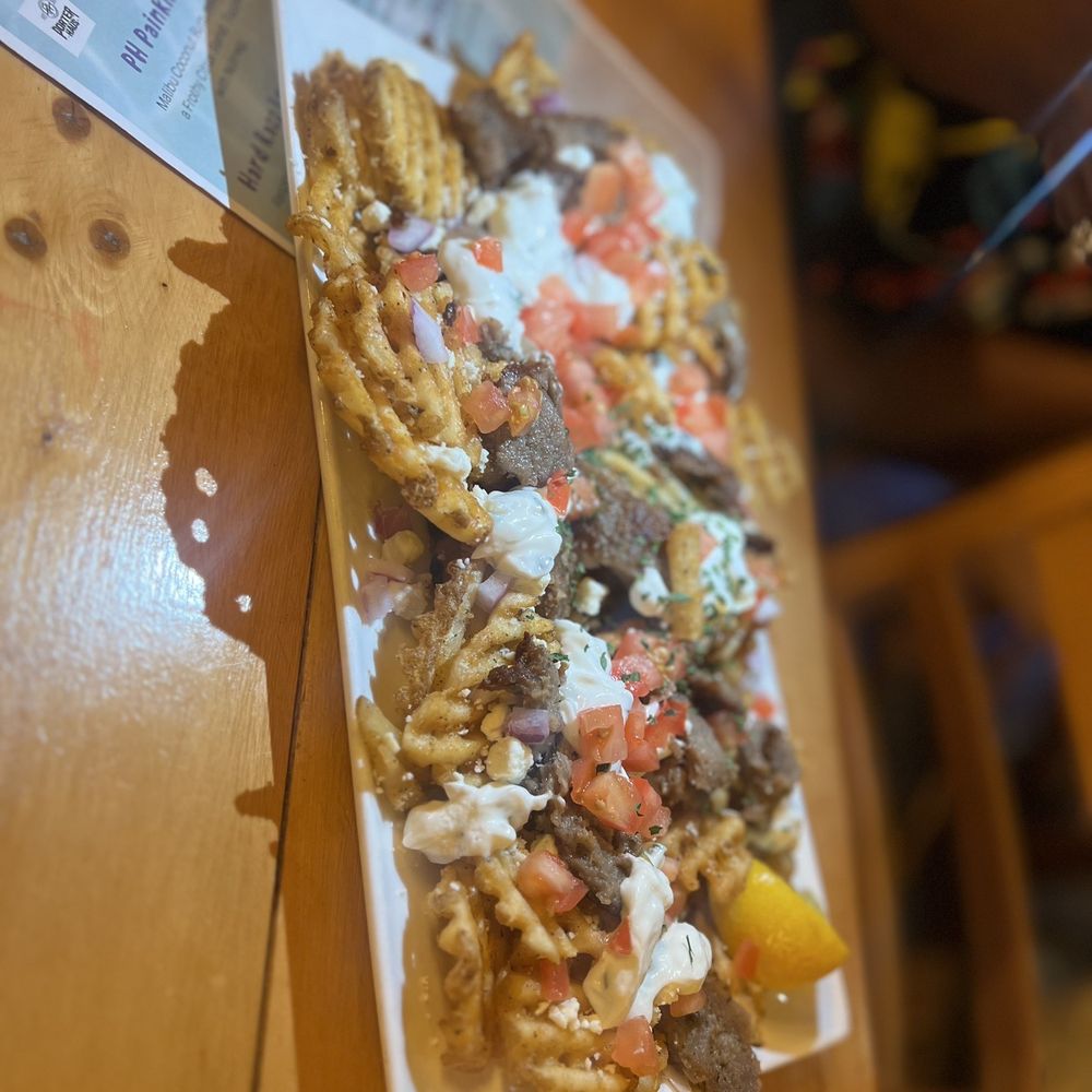 Paddle Hard Brewing - Greek loaded fries - Breweries Near Me - Grayling, Michigan