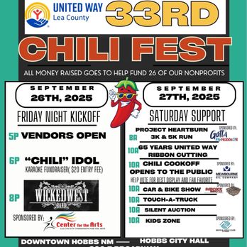 Chili Fest - This year (2025) the Chili Festival will not be at the event center due to renovations. It'll be at City Hall 200 E. Broadway. - Festivals Near Me - Hobbs, New Mexico Chili Fest - This year (2025) the Chili Festival will not be at the event center due to renovations. It'll be at City Hall 200 E. Broadway. - Festivals Near Me - Hobbs, New Mexico