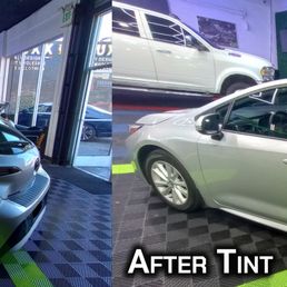 His brother did the tint work here, 5% on the rear stuff and 50% street legal front sides. Geoshield brand. His brother did the tint work here, 5% on the rear stuff and 50% street legal front sides. Geoshield brand.