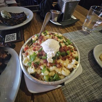 Biggest Little Steakhouse - Macaroni with bacon toppings , green onion and sour cream - Steakhouses Near Me - Reno, Nevada