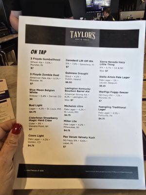 Menu photo 3 Taylor’s Bar & Table Pendleton, IN Menu photo 3 Taylor’s Bar & Table Pendleton, IN
