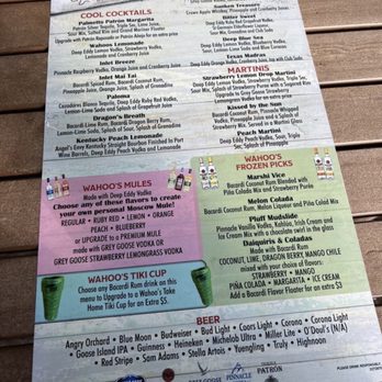 Wahoo's Fish House - Cocktail menu - Seafood Near Me - Murrells Inlet, South Carolina Wahoo's Fish House - Cocktail menu - Seafood Near Me - Murrells Inlet, South Carolina