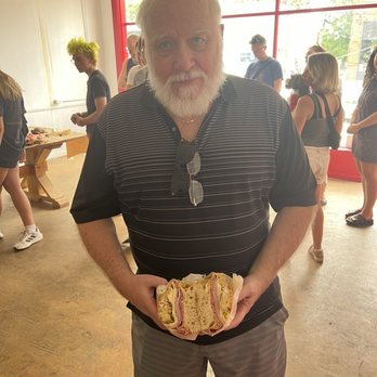 Cafe Babette - Yes, I made my dad pose with the sandwich... - Bakeries Near Me - Indianapolis, Indiana
