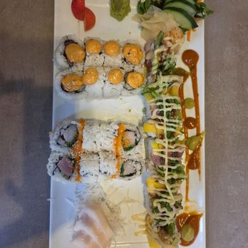 Yaki-Mono Japanese Kitchen - Escolar $10, #66 Negihama roll $12, #68 Dynamite roll $13, and #73 Red Tampa roll $22 - Sushi Bars Near Me - St. Pete Beach, Florida Yaki-Mono Japanese Kitchen - Escolar $10, #66 Negihama roll $12, #68 Dynamite roll $13, and #73 Red Tampa roll $22 - Sushi Bars Near Me - St. Pete Beach, Florida