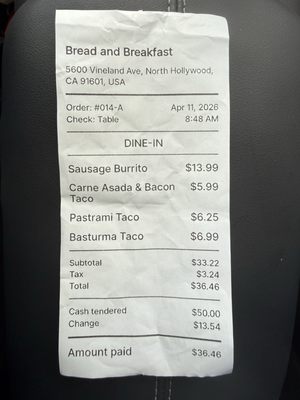 Menu photo 3 Bread & Breakfast - North Hollywood North Hollywood, CA Menu photo 3 Bread & Breakfast - North Hollywood North Hollywood, CA