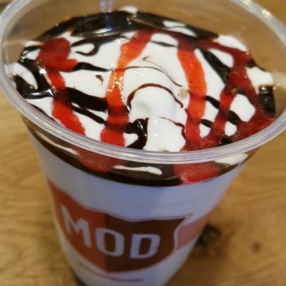 MOD Pizza - Milkshake with Strawberry and Chocolate drizzle - Fast Food Near Me - Kansas City, Missouri MOD Pizza - Milkshake with Strawberry and Chocolate drizzle - Fast Food Near Me - Kansas City, Missouri