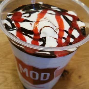 MOD Pizza - Milkshake with Strawberry and Chocolate drizzle - Fast Food Near Me - Kansas City, Missouri MOD Pizza - Milkshake with Strawberry and Chocolate drizzle - Fast Food Near Me - Kansas City, Missouri