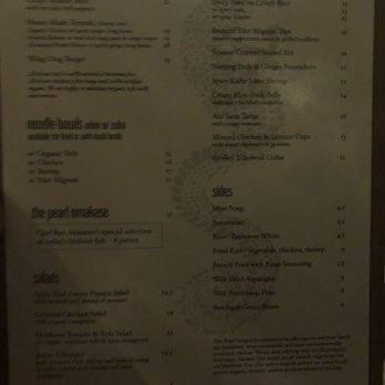 Pearl Dragon - Darker menu (sorry about the no flash pix) - Asian Fusion Near Me - Pacific Palisades, California