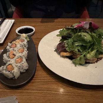 Morimoto - Tempura calamari salad and spicy salmon roll - Japanese Near Me - Las Vegas, Nevada Morimoto - Tempura calamari salad and spicy salmon roll - Japanese Near Me - Las Vegas, Nevada