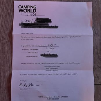 Camping World - Vacaville - Bill from camping world. - RV Dealers Near Me - Vacaville, California Camping World - Vacaville - Bill from camping world. - RV Dealers Near Me - Vacaville, California