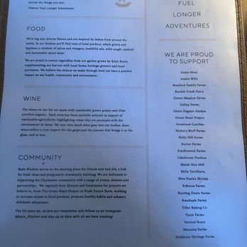 Basic Kitchen - Dinner menu (back side) - New American Near Me - Charleston, South Carolina Basic Kitchen - Dinner menu (back side) - New American Near Me - Charleston, South Carolina