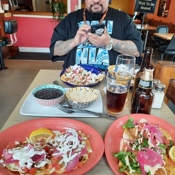 Casa Del Sol - Grilled rock cod tacos on the left and Baja tacos on the right - Seafood Near Me - Fort Bragg, California Casa Del Sol - Grilled rock cod tacos on the left and Baja tacos on the right - Seafood Near Me - Fort Bragg, California