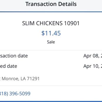 Slim Chickens - Credit card receipt proving I ate there - Chicken Wings Near Me - West Monroe, Louisiana Slim Chickens - Credit card receipt proving I ate there - Chicken Wings Near Me - West Monroe, Louisiana