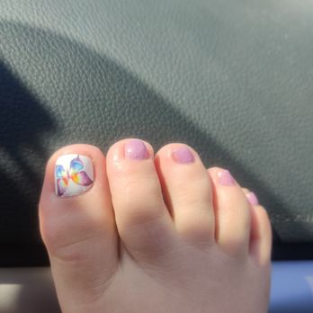 Pearl Nail & Spa - My basic pedicure with butterfly sticker!  Love it! - Nail Salons Near Me - Rehoboth Beach, Delaware