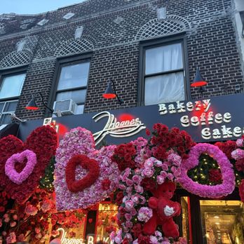 Jhoanes Bakery & Coffee - Valentine's Day Decor outside the cafe - Bakeries Near Me - Astoria, New York