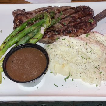 Corner Social - Ribeye Steak with asparagus and garlic mashed potatoes. - New American Near Me - New York, New York