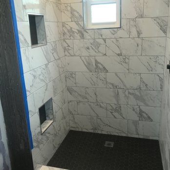 Gilbert Tile - Master shower. Shower pan and walls. This isn't finished as the plumbing still needs to be completed. But the tiling is great. - Flooring Near Me Gilbert Tile - Master shower. Shower pan and walls. This isn't finished as the plumbing still needs to be completed. But the tiling is great. - Flooring Near Me
