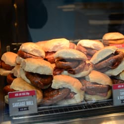 West Cornwall Pasty Co - Sausage rolls are literally a sausage coiled between a bun. Add egg for 58 pence!