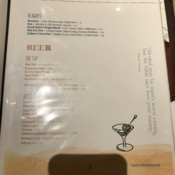 Tarpy's Roadhouse - Beer menu at Tarpy's Roadhouse in Monterey. - New American Near Me - Monterey, California