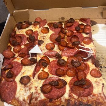 Andolini's Pizzeria Jenks Riverwalk - Roman Soho pep square with ground beef, Genoa Salami & extra mozzarella! - Pizza Near Me - Jenks, Oklahoma
