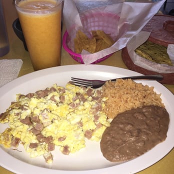 La Chispa De Oro - Eggs w/ Ham, fresh OJ & fresh hand made tortillas. - Mexican Near Me - Los Angeles, California La Chispa De Oro - Eggs w/ Ham, fresh OJ & fresh hand made tortillas. - Mexican Near Me - Los Angeles, California