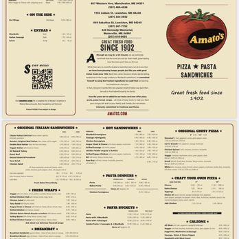 Nouria's Kitchen Featuring Amato's - Menu - Pizza Near Me - Lewiston, Maine