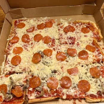 Mario DiCarlo's Pizza - 1/2 tray with pepperoni and half with also mushroom - Pizza Near Me - Weirton, West Virginia Mario DiCarlo's Pizza - 1/2 tray with pepperoni and half with also mushroom - Pizza Near Me - Weirton, West Virginia