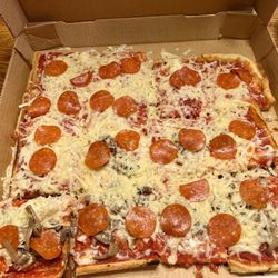 Mario DiCarlo's Pizza - 1/2 tray with pepperoni and half with also mushroom